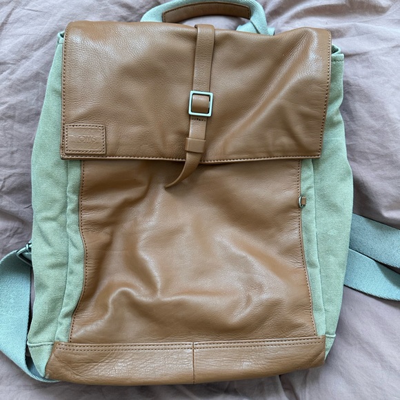 Toms Handbags - Tom’s light brown leather and canvas backpack